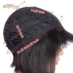 Superbar Short Bob Human Hair Wigs withBangs For Black Women