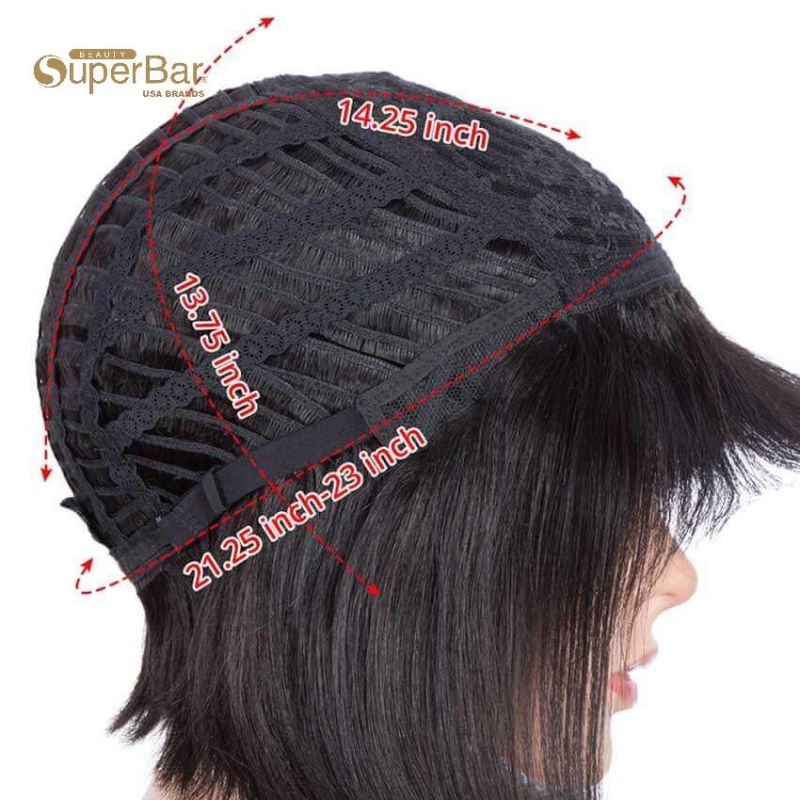 Superbar Short Bob Human Hair Wigs withBangs For Black Women