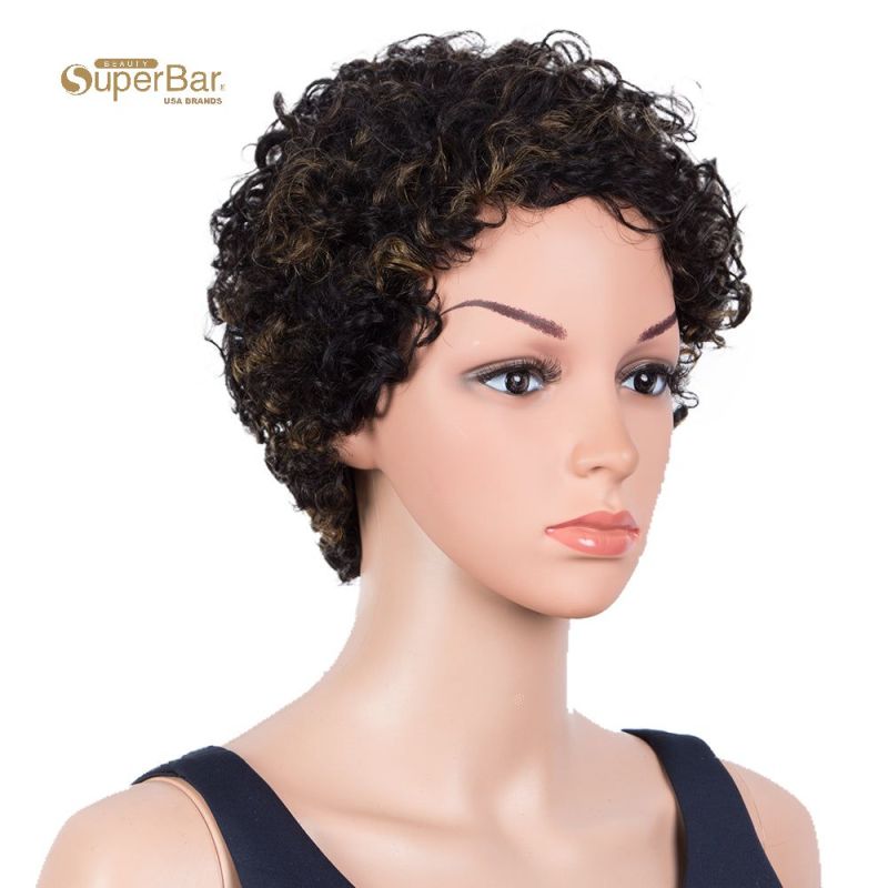 Superbar Human Hair Wigs 9 Inch short CurlyPixie Wig 2 Colors
