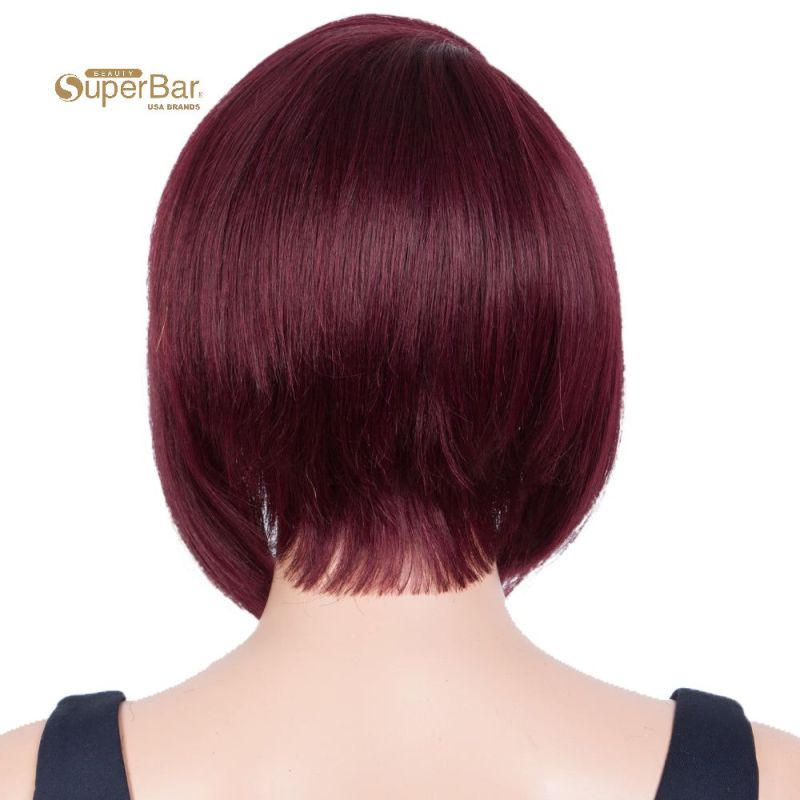 Superbar Human Hair Bob Wigs Side Lace PartStraight Bob Wigs for Women Burgundy Red Color