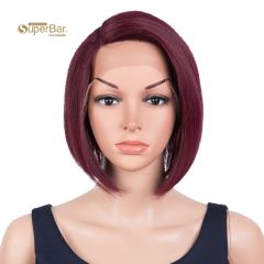 Superbar Human Hair Bob Wigs Side Lace PartStraight Bob Wigs for Women Burgundy Red Color