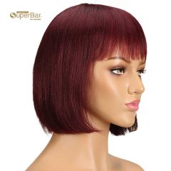 Superbar Short Bob Human Hair Wigs withBangs For Black Women