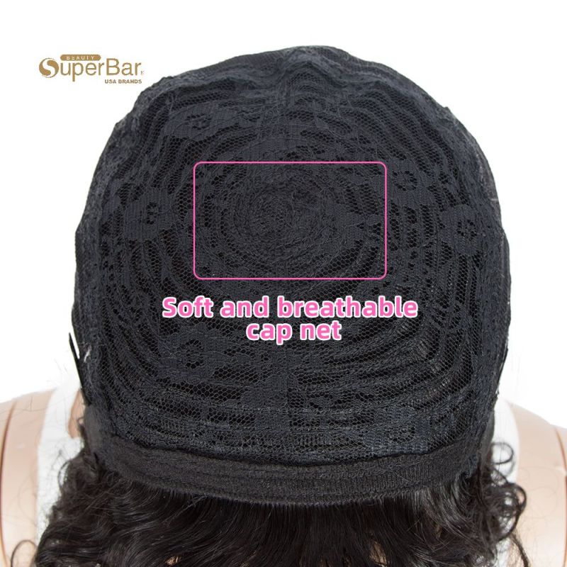 Superbar Short Human Hair Bob Wigs withBangs Curly Wavy Wig for Black Women Ombre ColorWigs with Curly Bangs