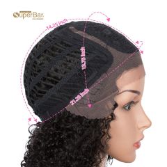 Superbar Human Hair Lace Front Wigs 5 inch Side Lace Part Wigs 12 inch Curly Wavy Wig for Black Women Natural Color