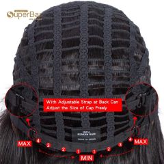 Superbar Short Bob Human Hair Wigs withBangs For Black Women