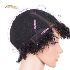 Superbar Short Oxygen Curly Human Hair WigsSide Lace Part Wigs for Black Women Brown Color