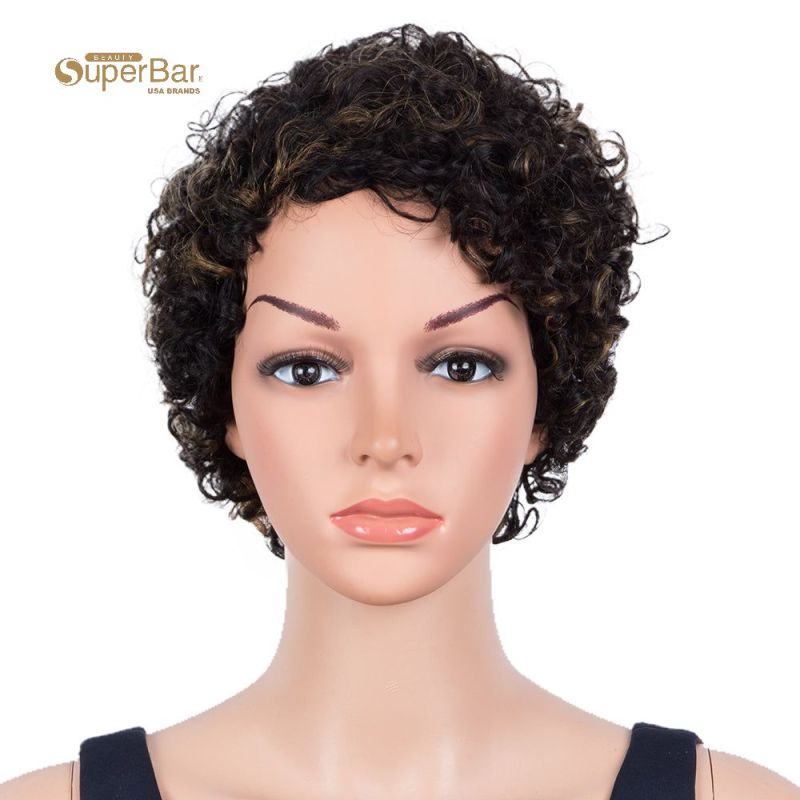 Superbar Human Hair Wigs 9 Inch short CurlyPixie Wig 2 Colors