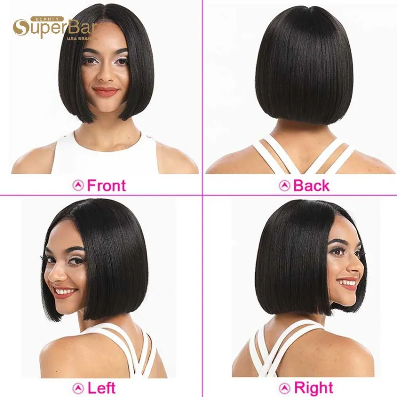 Superbar Straight Lace Part short Bob Wig130% Density 10 Inch 100% Human Hair Wigs