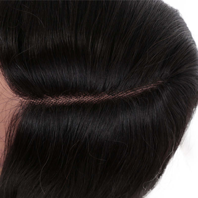 Superbar Human Hair Wigs with High SideBangs 4.5 inch Lace Side Part Wig for Women NaturalColor Wigs