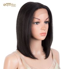 Superbar Human Hair Lace Front Wigs 12 Inch Bob Wig Human Hair Middle Part Lace Wig Black Color