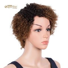 Superbar Short Oxygen Curly Human Hair WigsSide Lace Part Wigs for Black Women Brown Color