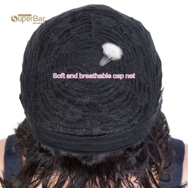 Superbar Short Curly Wavy Human Hair BobWigs with Bangs for Black Women 100% Human HairWigs with Bangs Ombre Brown Color