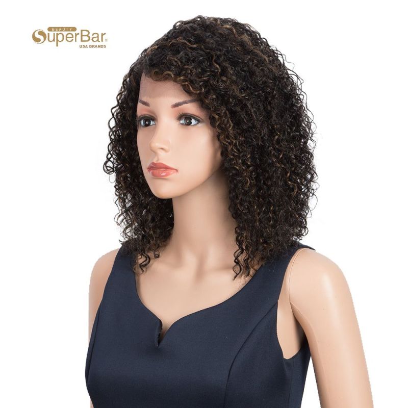 Superbar Human Hair Lace Front Wigs 5 inch Side Lace Part Wigs 12 inch Curly Wavy Wig for Black Women Natural Color