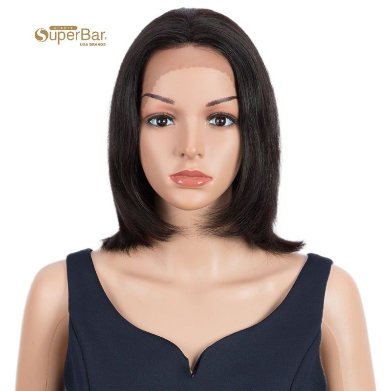 Superbar Remy Human Hair Wigs 13x2 LaceFrontal Wigs straight Hair Bob Wig 150% DensityNatural Brown Color