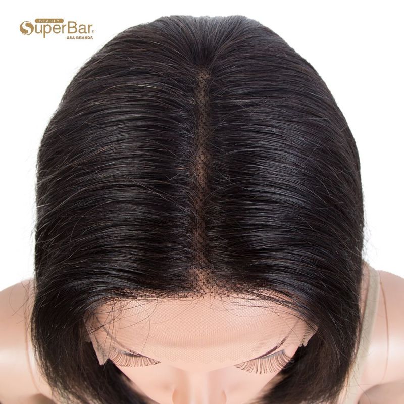 Superbar Human Hair Lace Front Wigs 12 Inch Bob Wig Human Hair Middle Part Lace Wig Black Color