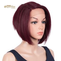 Superbar Human Hair Bob Wigs Side Lace PartStraight Bob Wigs for Women Burgundy Red Color