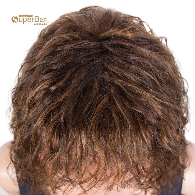 Superbar Short Curly Wavy Human Hair BobWigs with Bangs for Black Women 100% Human HairWigs with Bangs Ombre Brown Color