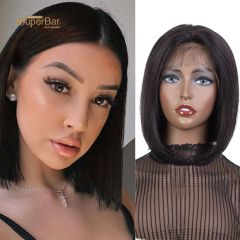 Superbar Short Straight Bob Wigs Human Hair13x4 Lace Front Wigs Pre Plucked with Baby Hair 11Inch