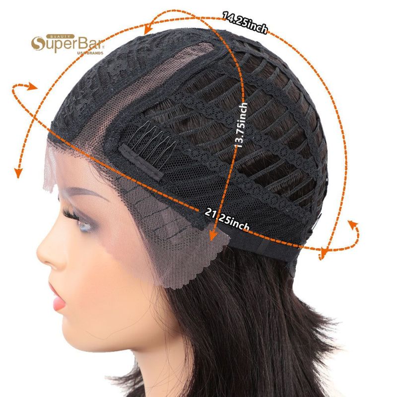 Superbar Human Hair Wigs with High SideBangs 4.5 inch Lace Side Part Wig for Women PinkWigs
