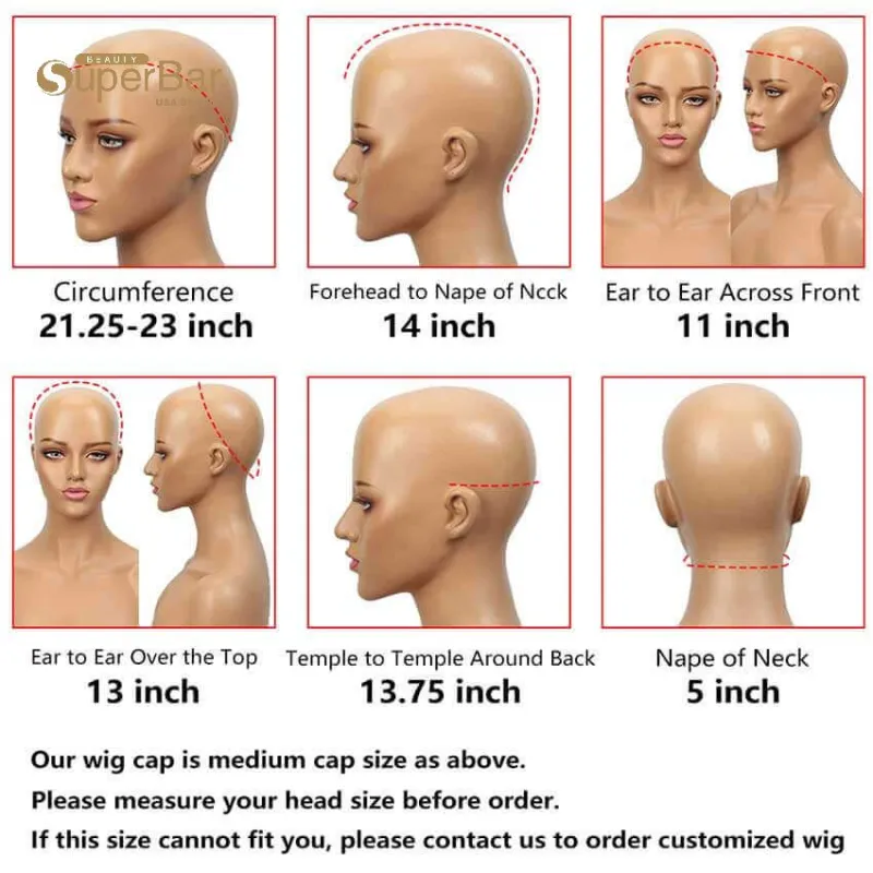 Superbar Short Bob Human Hair Wigs withBangs For Black Women