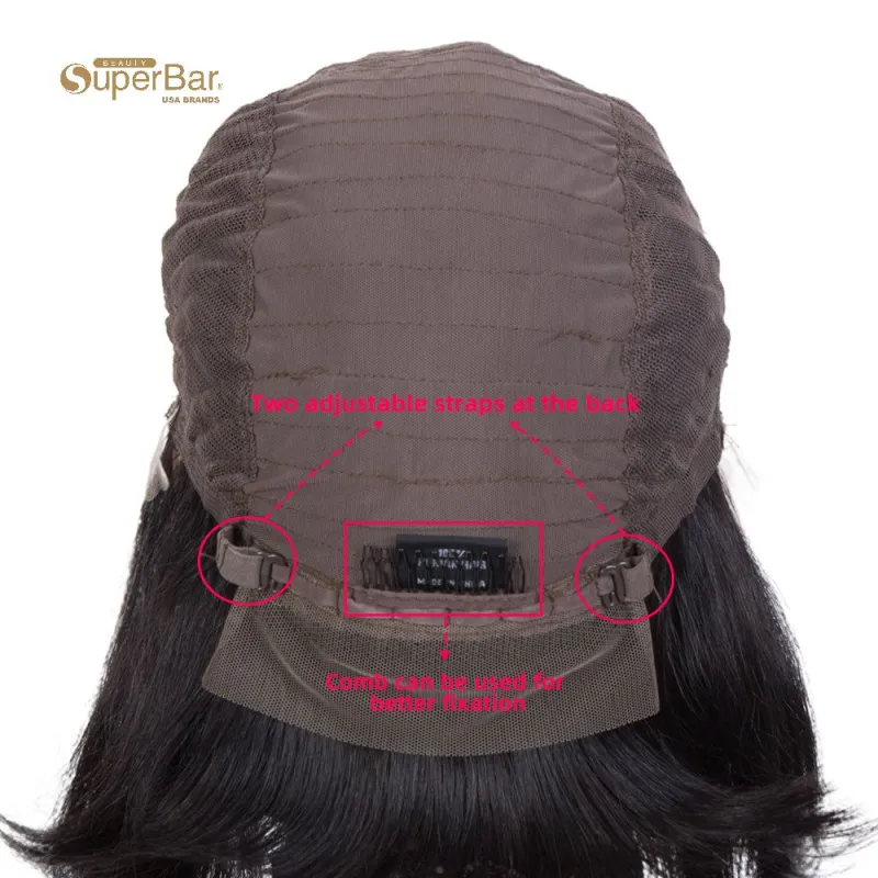 Superbar Short Straight Bob Wigs Human Hair13x4 Lace Front Wigs Pre Plucked with Baby Hair 11Inch