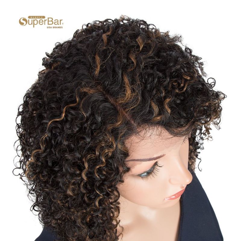 Superbar Human Hair Lace Front Wigs 5 inch Side Lace Part Wigs 12 inch Curly Wavy Wig for Black Women Natural Color