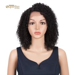 Superbar Human Hair Lace Front Wigs 5 inch Side Lace Part Wigs 12 inch Curly Wavy Wig for Black Women Natural Color