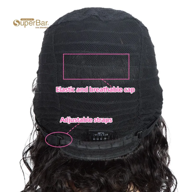 Superbar Short Human Hair Bob Wigs withBangs Curly Wavy Wig for Black Women Ombre ColorWigs with Curly Bangs