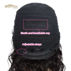 Superbar Short Human Hair Bob Wigs withBangs Curly Wavy Wig for Black Women Natural BlackColor Wigs with Curly Bangs