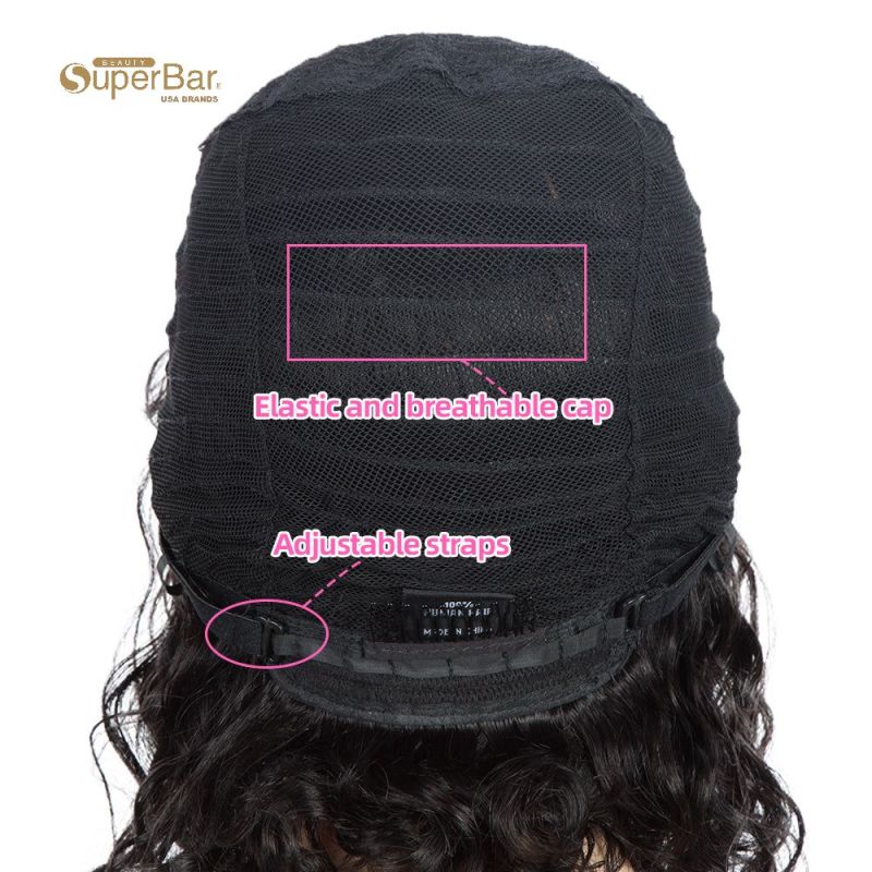 Superbar Short Human Hair Bob Wigs withBangs Curly Wavy Wig for Black Women Natural BlackColor Wigs with Curly Bangs