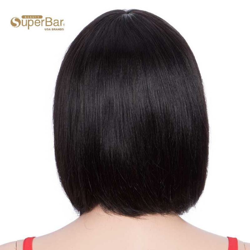 Superbar Short Bob Human Hair Wigs withBangs For Black Women