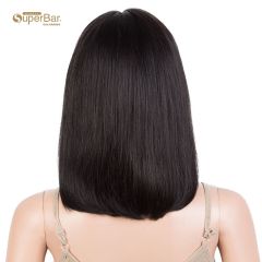 Superbar Human Hair Lace Front Wigs 12 Inch Bob Wig Human Hair Middle Part Lace Wig Black Color