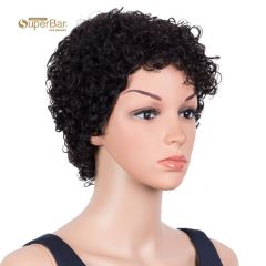 Superbar Human Hair Wigs 9 Inch short CurlyPixie Wig 2 Colors
