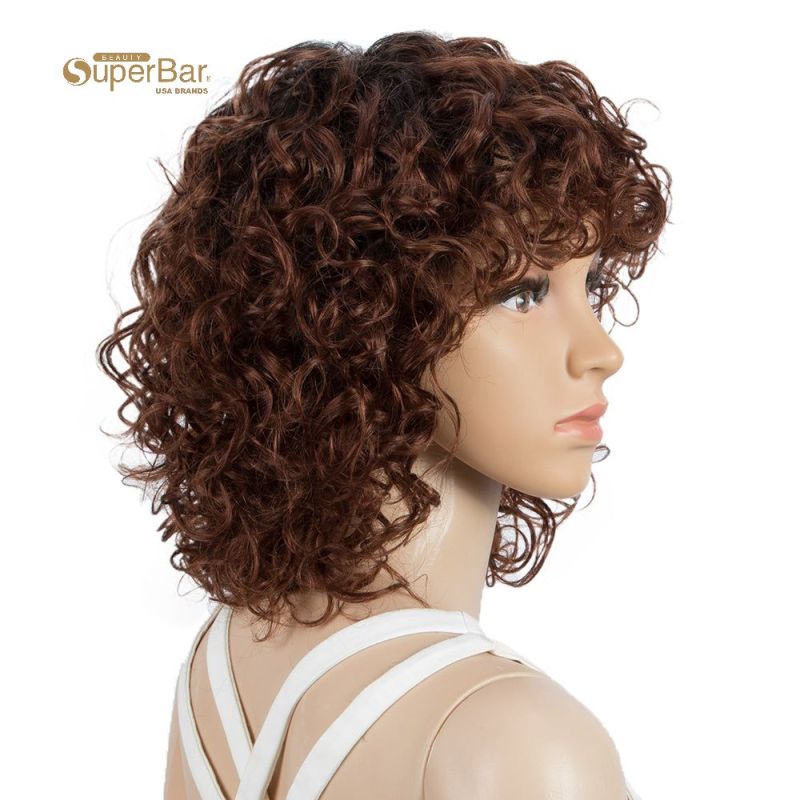 Superbar Short Bouncy Curly Wigs For WomenCute Human Hair Bob Wigs 4 Colors