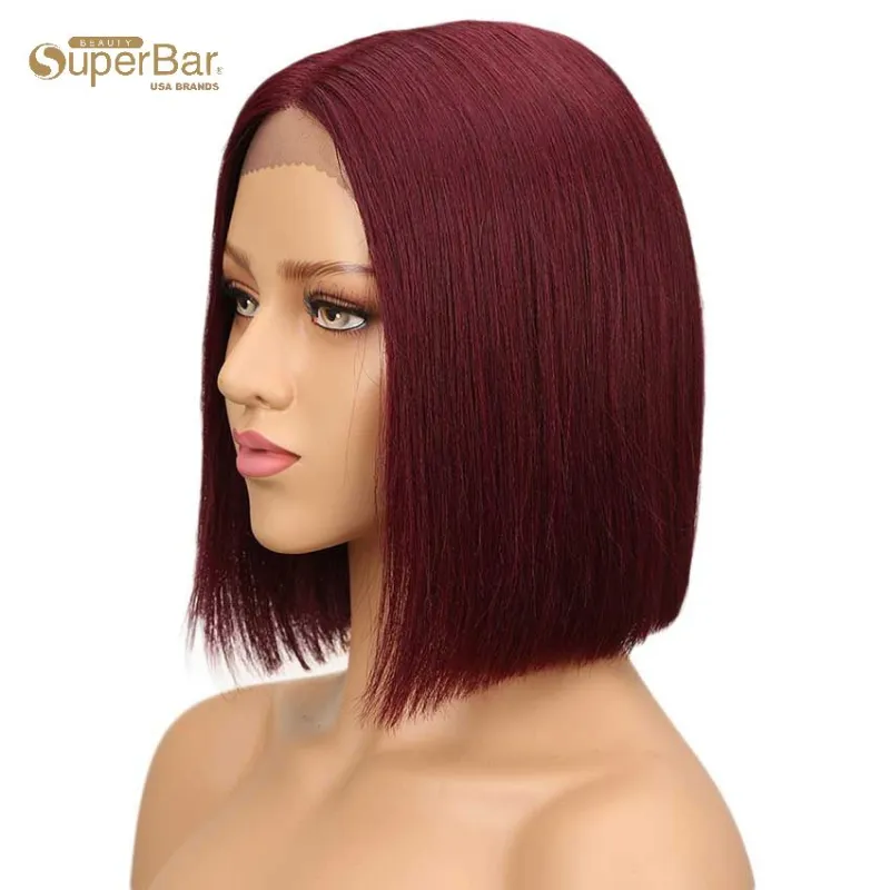 Superbar Straight Lace Part short Bob Wig130% Density 10 Inch 100% Human Hair Wigs