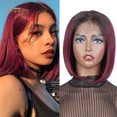 Superbar Short Straight Bob Wigs Human Hair13x4 Lace Front Wigs Pre Plucked with Baby Hair 11Inch