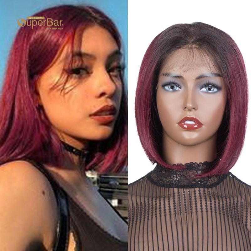 Superbar Short Straight Bob Wigs Human Hair13x4 Lace Front Wigs Pre Plucked with Baby Hair 11Inch