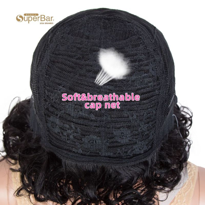 Superbar Short Bouncy Curly Wigs For WomenCute Human Hair Bob Wigs 4 Colors