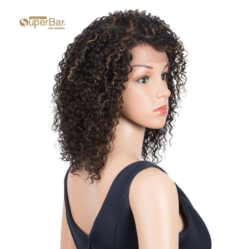 Superbar Human Hair Lace Front Wigs 5 inch Side Lace Part Wigs 12 inch Curly Wavy Wig for Black Women Natural Color