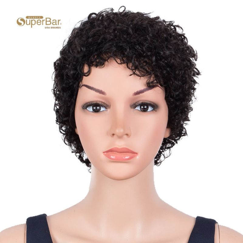 Superbar Human Hair Wigs 9 Inch short CurlyPixie Wig 2 Colors