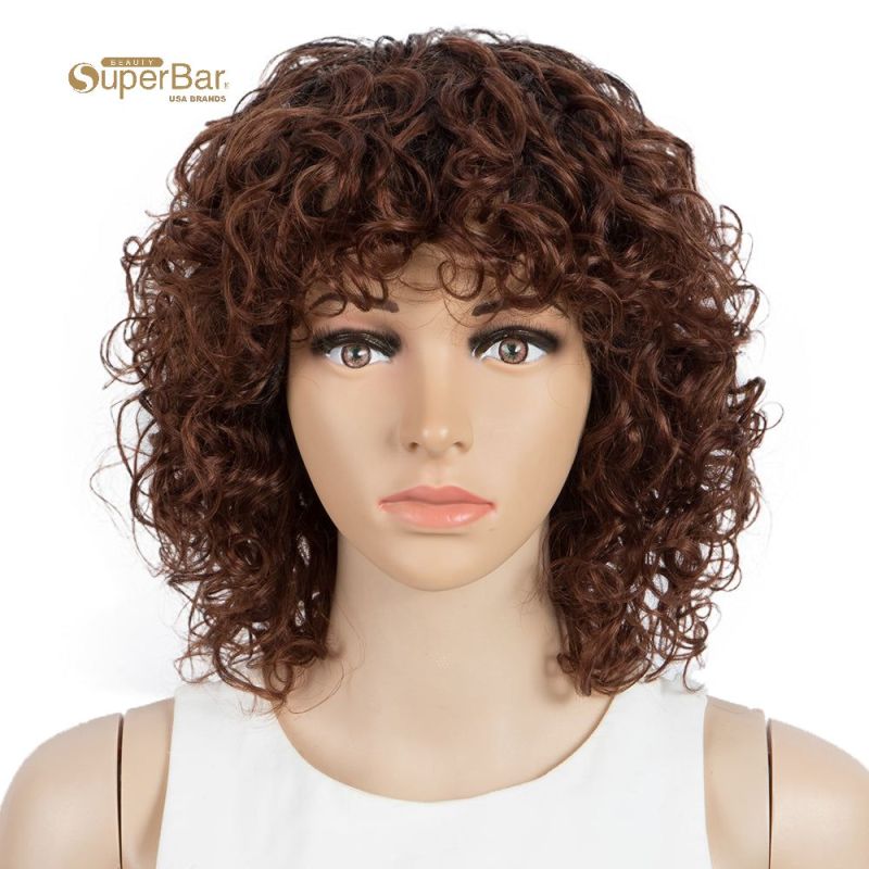 Superbar Short Bouncy Curly Wigs For WomenCute Human Hair Bob Wigs 4 Colors
