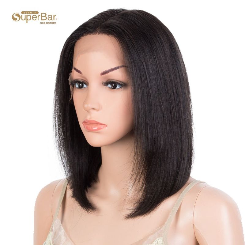 Superbar Human Hair Lace Front Wigs 12 Inch Bob Wig Human Hair Middle Part Lace Wig Black Color