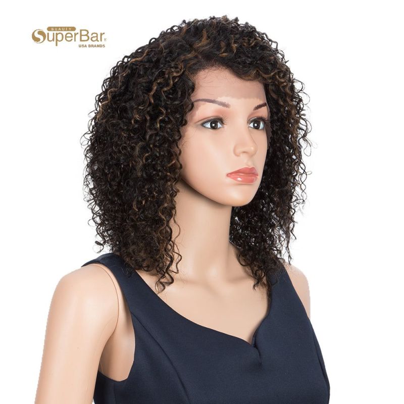 Superbar Human Hair Lace Front Wigs 5 inch Side Lace Part Wigs 12 inch Curly Wavy Wig for Black Women Natural Color