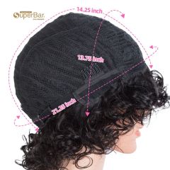 Superbar Short Bouncy Curly Wigs For WomenCute Human Hair Bob Wigs 4 Colors