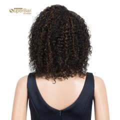 Superbar Human Hair Lace Front Wigs 5 inch Side Lace Part Wigs 12 inch Curly Wavy Wig for Black Women Natural Color
