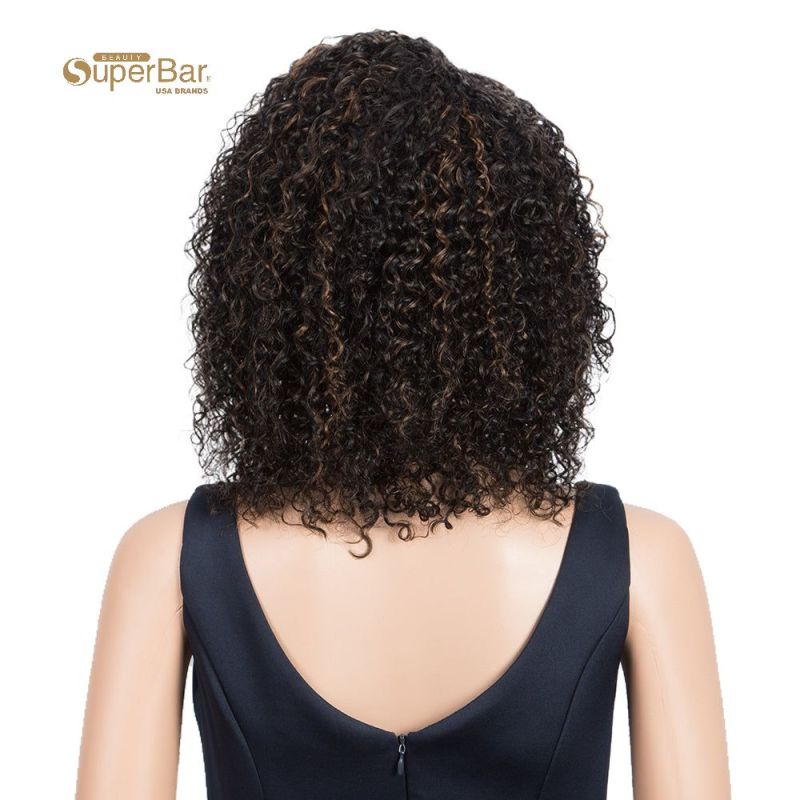 Superbar Human Hair Lace Front Wigs 5 inch Side Lace Part Wigs 12 inch Curly Wavy Wig for Black Women Natural Color