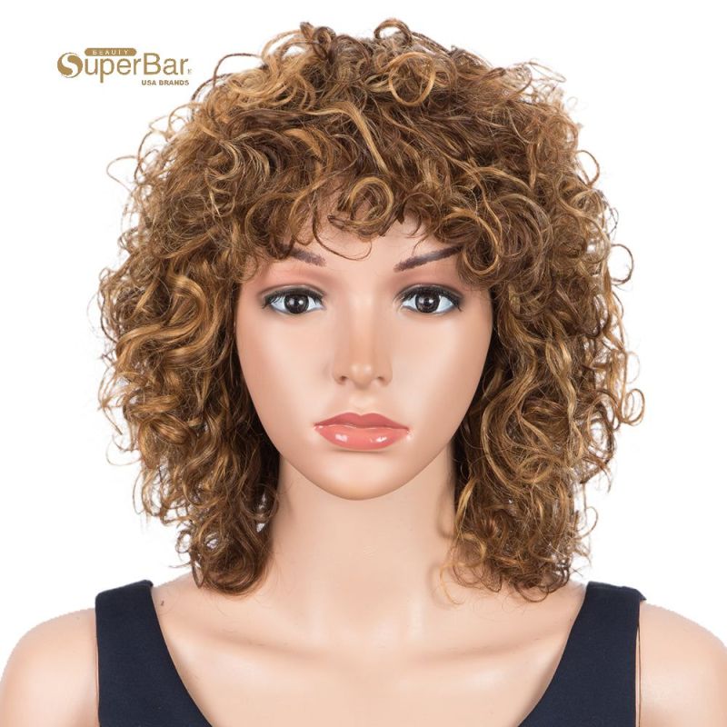 Superbar Short Bouncy Curly Wigs For WomenCute Human Hair Bob Wigs 4 Colors
