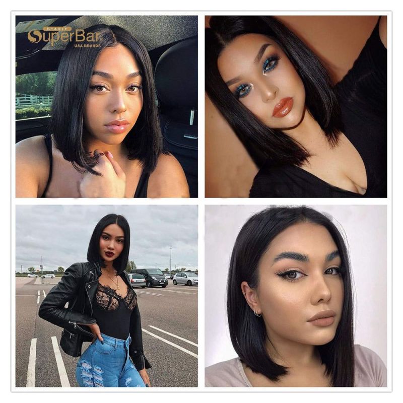Superbar Short Straight Bob Wigs Human Hair13x4 Lace Front Wigs Pre Plucked with Baby Hair 11Inch