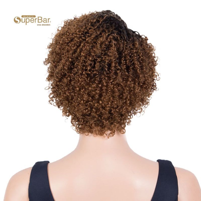 Superbar Short Oxygen Curly Human Hair WigsSide Lace Part Wigs for Black Women Brown Color