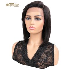 Superbar Human Hair Wigs with High SideBangs 4.5 inch Lace Side Part Wig for Women NaturalColor Wigs